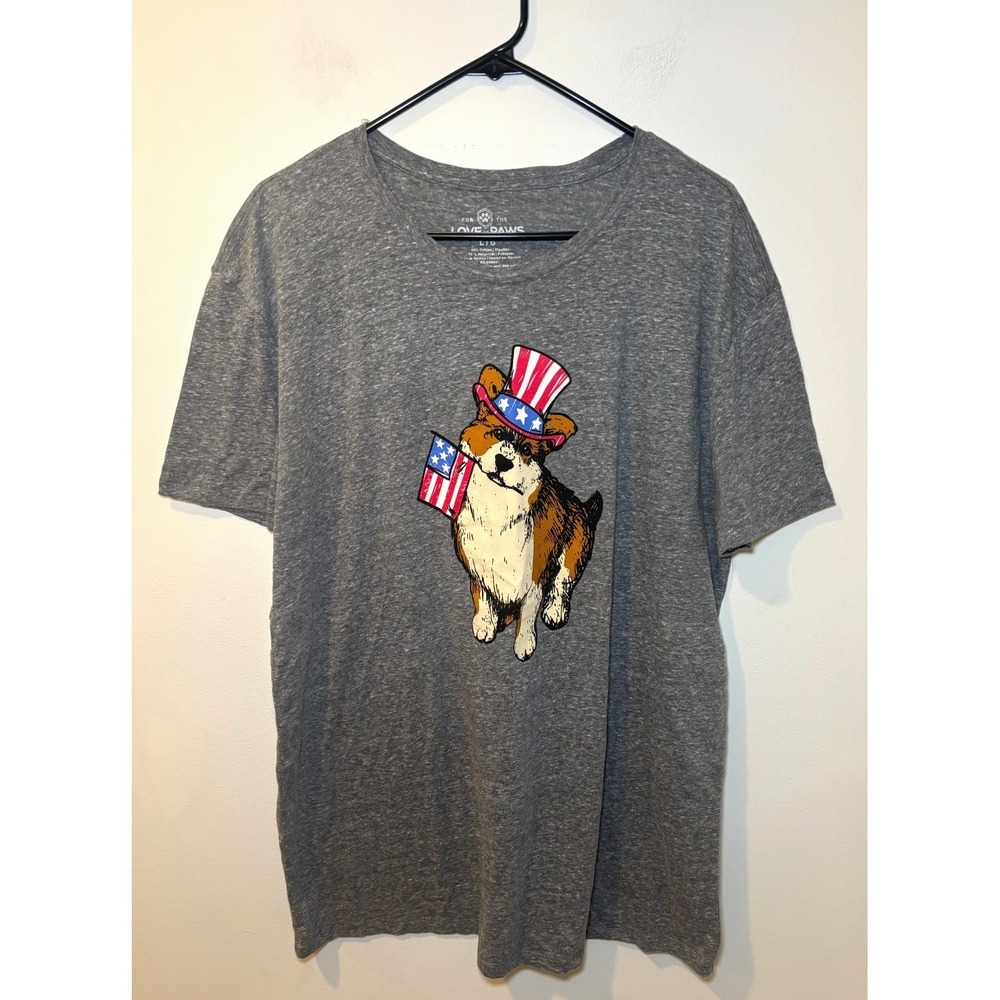 For the Love of Paws Large Graphic Corgi T-Shirt American